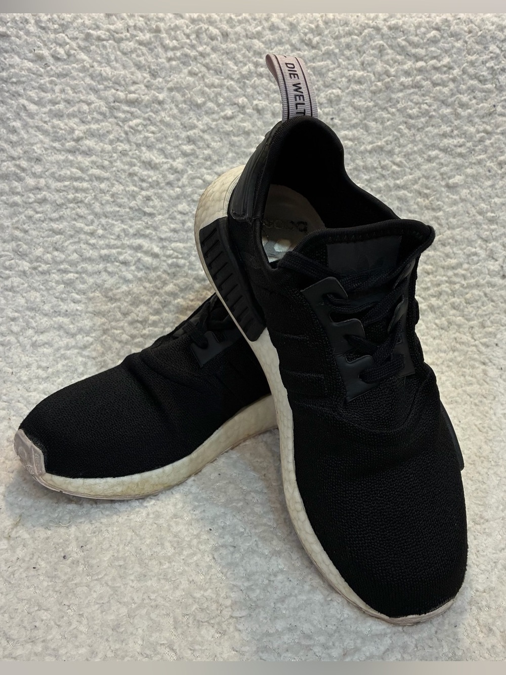 Adidas Women's Boost NMD R1 Athletic Running Sneakers Black/White Size 8.5